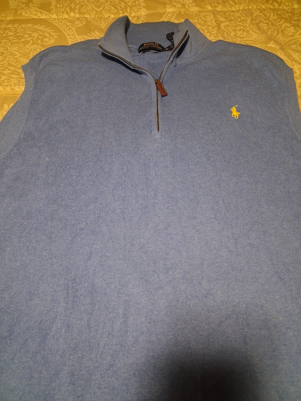 Ralph Lauren Men’s Light Blue Half-Zip Polo Sweater Size Xl